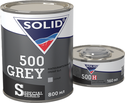 SOLID 500 GREY-наполнительный грунт 5+1серый (800+160мл)
